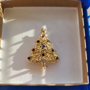 Eisenberg ICE Rhinestone Christmas Tree Pin Brooch